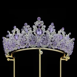 Kmvexo Purple Crystal Crowns и Tiaras Baroque Vintage Crown Tiara для женщин -невест