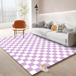 Modern simples quadro -checkerboard carpete de veludo de veludo de cristal de mesa de café color de latta