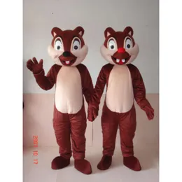 Mascote trajes de um par de irmãos de chipmunk desenho animado de Natal vestido chique de mascote de halloween traje de mascote