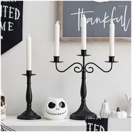 Świece posiadacze dekoracji Gotycka Nordic Vintage Halloween Room Fall Metal SWIEGniki Dekoracyjne Dekor Home Decor RR50HD Drop Deliv Dhwv2