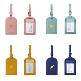 1PC Portable PU Leather Luggage Tag Suitcase Identifier Label Baggage Board Bag Tag Name ID Address Holder Travel Passport Card 240409