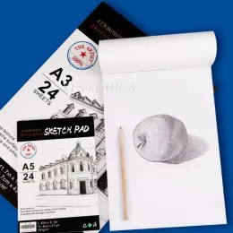 24 Sheets A3/A4/A5 Profesyonel Eskiz Kitabı Kağıt Pad Boyama Renkli Kalem Defter Okulu Sanat Başlangıç ​​Malzemeleri