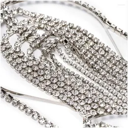 Clip per capelli Barrettes Fashion Long Rhinestone Head Gioielli Crystal per le donne Accessori Designer Cute Boho Bridal Head Abbrautica Luxur Dhkqk