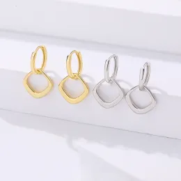 F.I.N.S Simple 925 Sterling Silver Gold Circle Drop Earrings Geometric Small Hoops Huggies Piercing Ear Fine Jewelry