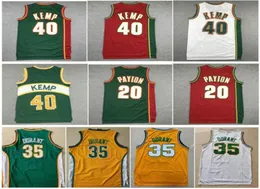 대학 남자 스포츠 셔츠 detlef schrempf white green red the gary payton vint