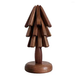 Tavolpe tappeti per i cutti di legno per piatti a forma di albero set di teiere (noce nera)