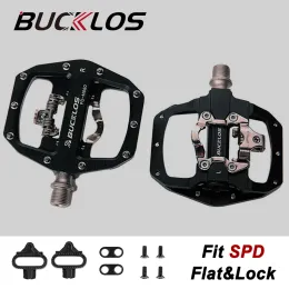 BUCKLOS Mountain Bike Flat & Lock Pedals for SPD Ultralight Aluminum Bicycle Pedal Mtb Pedals with Cleat Cycling Accessories