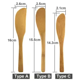 Bamboo Butter Spreader 3PCS Set Kitchen Tools Tableware Butter Knife Bamboo Knife Small Spatula Bamboo Scraper