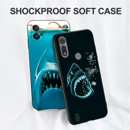 Schwarzes TPU -Gehäuse für Motorola Moto G13 G23 G53 G73 E13 E22 E22I Telefonabdeckung Marine Animal Shark