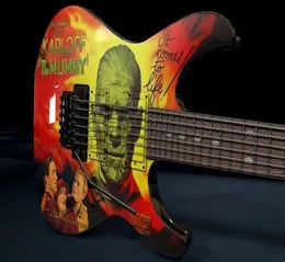 プロモーションKirk Hammett Ltd KH3 Karloff Mummy Electric Guitar Painted Eyebrushed by Eye Kandi Floyd Rose Tremolo Bridge Black1528962