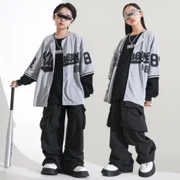 Kızların Caz Dans Kostümü Yakışıklı Japon Sokak Dans Performans Kostümü Set Çocuk Hiphop Show Stage Trend