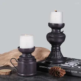 Candle Holders Home Decoration Nostalgic Vintage Glass Kerosene Lamp Candlestick Antique Resin Holder Ornament Decor Furnishings Crafts