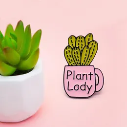 Cactus vasos de plantas plantas femininas Lady Broche Pin emblema emblema de jóias de bolsa feminina