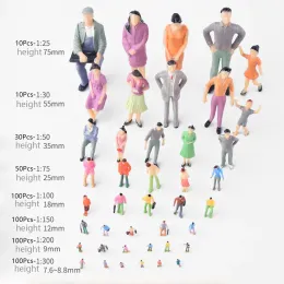 10/30/50pcs 1: 25/1: 30/1: 50/1: 75 Skala Plastikpersonen Figuren Modellgebäude Passagiere DIY Charakter gemischte Farbe Pose Kinder Spielzeug
