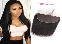 Extensões de cabelo humano peruano 13x6 Cabelo reto e sedoso de renda Silky Treze por seis frontais fechamento 1426innch7400024