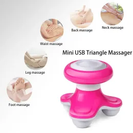 Mini nackmassager med nack- och ryggfunktion, plast triangel elektrisk skönhetsmassager, anti-cellulit, kroppsavslappning, USB