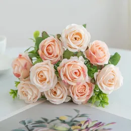 Декоративные цветы 1pc искусственная цветочная шелковая роза для свадебного свадебного букета садовые розы арка дома рождественские венки обеденный стол ваза