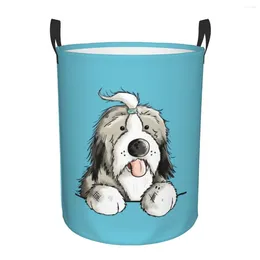 Sacchetti per lavanderia felice cesto di cane collie barbuto pieghevole vestiti di grande capacità di stoccaggio cestino animale animale cestino