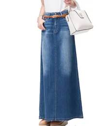 2018 Nuova moda Long Chave Casual Denim Skirt Spring Aline Plus Times S2XL Long Maxi Gonnes for Women Jeans Signe1703955