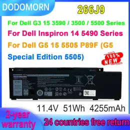 Батареи Dodomorn 266J9 Батарея для ноутбука для Dell G3 15 3590 3500 G5 15 5500 5505 Inspiron 14 5490 Series M4GWP PN1VN 0PN1VN 11.4V 51WH