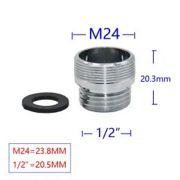 1PCブラス1/2 "男性からM22 M24 M20スレッドコネクタバスルームシャワー用蛇口アダプターメスコネクタ銅継手