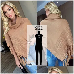 Women Sweters Cashmere Warm Cape Ponchos Irregar Turtleeck Tassel Purpes KNITET ROTER LADY SWORMACY SWORET SWOREK DHXYJ