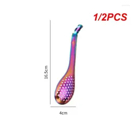 숟가락 1/2pcs 캐비어 숟가락 냄비 필터 긴 손잡이 빈티지 차 삽질 세트 작은 56 구멍 부엌 도구