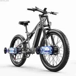 Cyklar Shengmilo S600 Vuxen 2000w Ectric Bicyc med två motorer 48V17.5AH 840WH Batteri 26 tum bred däck Mens Electric Mountain Bike L48