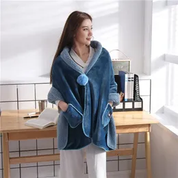 Blankets Arrival Ladies Shawl Blanket Thicken Winter Wearable Office Siesta Comfortable Small Fluffy Soft Sofa Throw