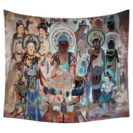 Tapestries Mogao Caves The Bodhisattva On Right Side Of Asked By Siyi Brahma Buddha Chinese Art Tapesrty