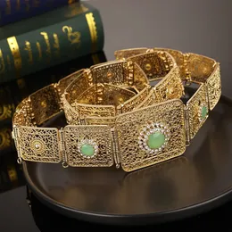 Morockansk magkedjedamer smycken ihålig midja färgglada inlagd aristokratisk kristall brudbälte 240401