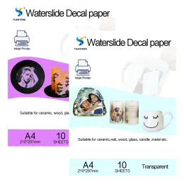 Sketchbooks (20pcs=10 clear+10 white) Inkjet Water Slide Decal Paper A4 Size Printing Transfer Paper Waterslide Decal Paper For Plate