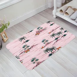 Teppiche pflanze rosa Palmbaumstrand Sommerblumen Küche Fußmatte Wohnzimmer Dekor Teppich Home Flur Eingangs Fußmatte Anti Slip Teppich