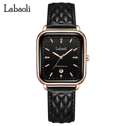 Womens Light Luxury Fashion Hervament Watch Womens حزام مقاوم للماء ، مربع مربع مربع الكوارتز ساعة T7