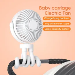 2023 Ny babyvagn Winding Fan Portable USB Liten Summer Mute Mini Octopus Electric Fan Table Fan Angle Justering