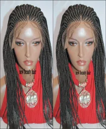 180ddensy يدويًا من الدانتيل الأمامي Cornrow Wig Africa American Women Style Box Braid Wig Crochet Braids Lace Pront Wig with Baby HAI7291275