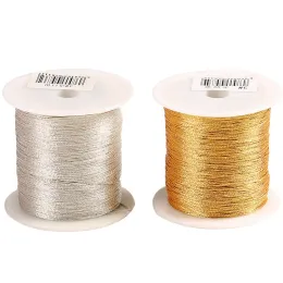 240/100 Meter Silbergoldenes Kabel 0,2/0,4/0,6/0,8 mm Faden chinesischer Knotenkabelschnurschnur Seil für DIY geflochtenes Quastenarmband