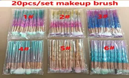 Kits de pincéis de maquiagem de diamante 3D Face os olhos Batch Batch colorido Fundação Beleza Cosméticos 20pcSset2928852