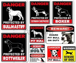 UYARI METAL BOYA KORUYUCU Bull Pitbull Köpek Dikkat Vintage Metal Posterler Guard Plak Retro Shabby Ev Dekorasyonu CUADR4538433