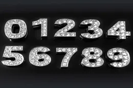 100pcslot Zinc Alloy DIY Rhinestone Slide numbers 09 for Pet Collars slider numerals charms whole9637269