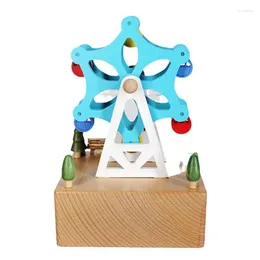 Dekorativa figurer Träfärgad hjulmusiklåda - En personlig gåva till din dotter barnbarn perfekta födelsedagar hållbara