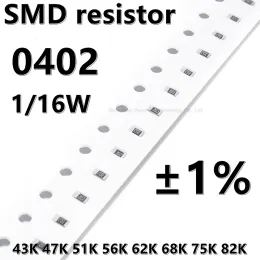 (100st) 0402 SMD -motstånd 1% 43K 47K 51K 56K 62K 68K 75K 82K 1/16W