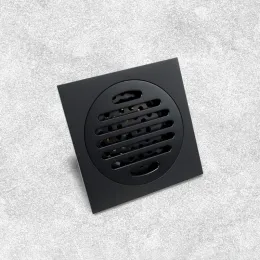 Svart mässing 10 x 10 cm duschgolv Drain Tvättrummet Badrum Invisibelt dränering täcker fyrkantig golvavlopp
