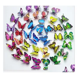 Ímãs de geladeira Artificial 3D Butterfly Magnet Sticker Refrigerador Decoração doméstica Droga Decoração Decoração de jardim Dh8ry