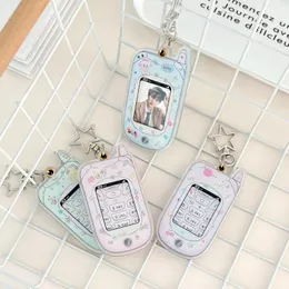 Frames Cartoon Acrylic Po Snap In Keychain 1 Inch Phone Shape Style Keyring DIY Picture Fotos Mini For Pos