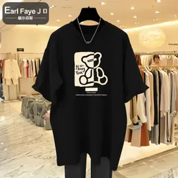 Summer Plus Size Top Cotton Y2KtShirt Womens Soft Cartoon Bear Print Tshirt Overdimensionerad 240409