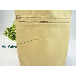 50pcs Stand Up Coffee Beans Packing Bags with Air Valve, Flat Bottom Kraft Paper Zipper Bag Inner Aluminum Foil with Vent-Valve