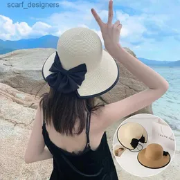 Шляпа шляпы широких краев ковша шляпы Ricygvm Summer Womens Sunshine Strape State Sweet лента Bow Bow Women Sun Bascine Basin Hat Womens Big Brim Fisherman Hat Y240409