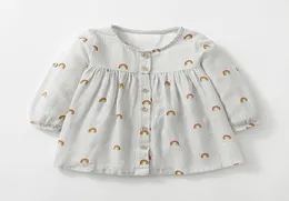 여자 아기 드레스 패션 레인보우 스트라이프 프린트 드레스면 캐주얼 유아 드레스 INS 베이비 의류 6722393