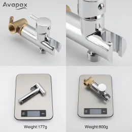Avapax Black Bidet Torneira Sprayer Definir Brass Handheld Bidet Faucet Sprayer Toilet Sprayer Head Auto -limpeza